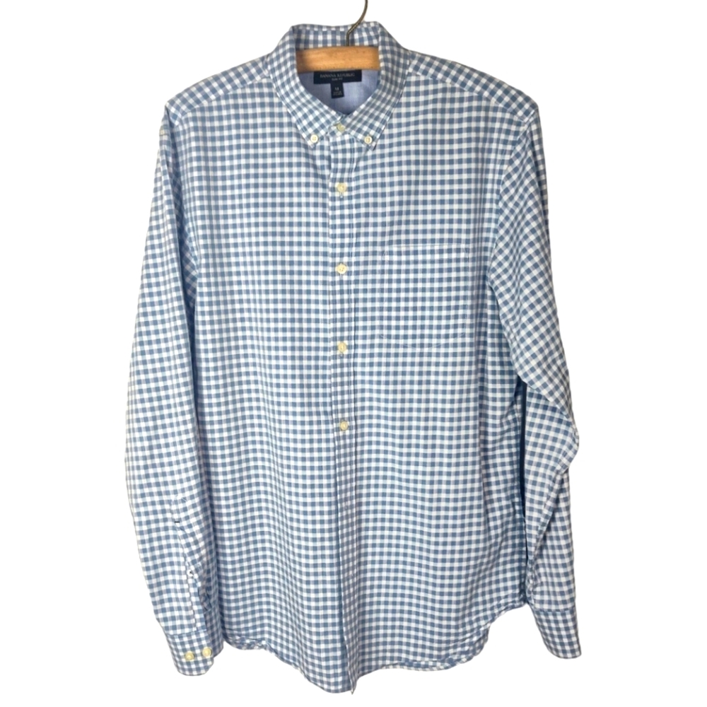NWOT Banana Republic Mens Blue Button Down Slim Fit Shirt SZ Med